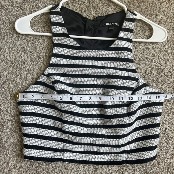Express Black White Striped Crop Top Casual Formal Neutral Small - Picture 5 of 6